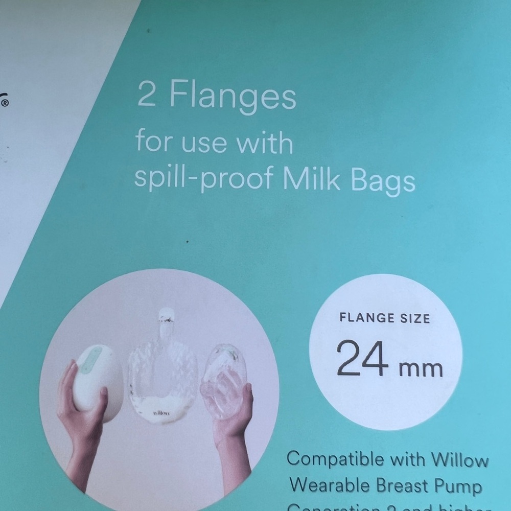 Willow 24mm Flanges for Milk Bags - White and Aqua